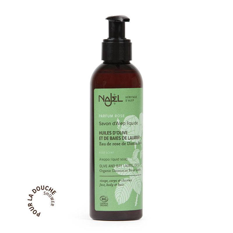 NAJEL COSMOS ORGANIC certified DAMASCUS ROSE LIQUID ALEPPO SOAP