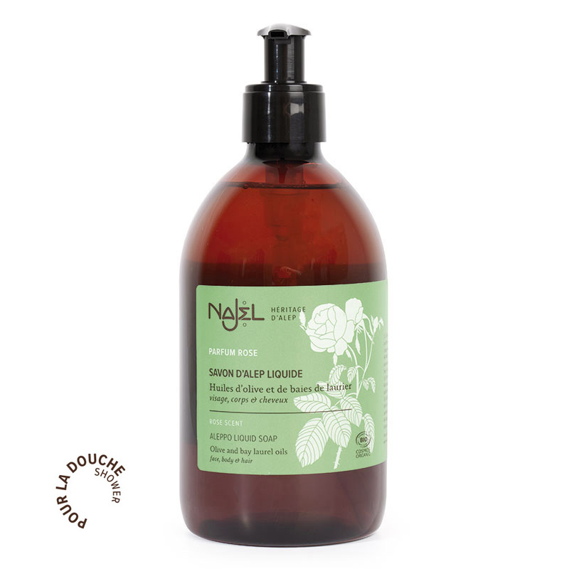 NAJEL COSMOS ORGANIC certified DAMASCUS ROSE LIQUID ALEPPO SOAP