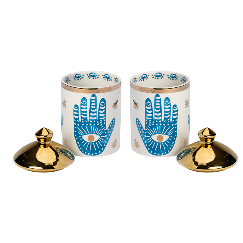 2 Canisters with Hamsa Hand styling