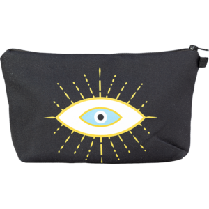 Black Cosmetic Bag White Evil Eye