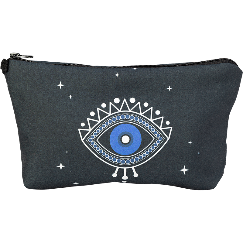 Black Evil Eye Cosmetic Bag with stars