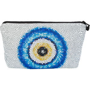White Mosaic Evil Eye Cosmetic Bag