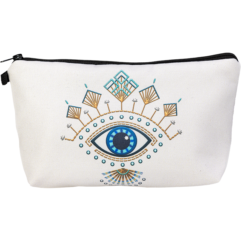 White Evil Eye Cosmetic Bag
