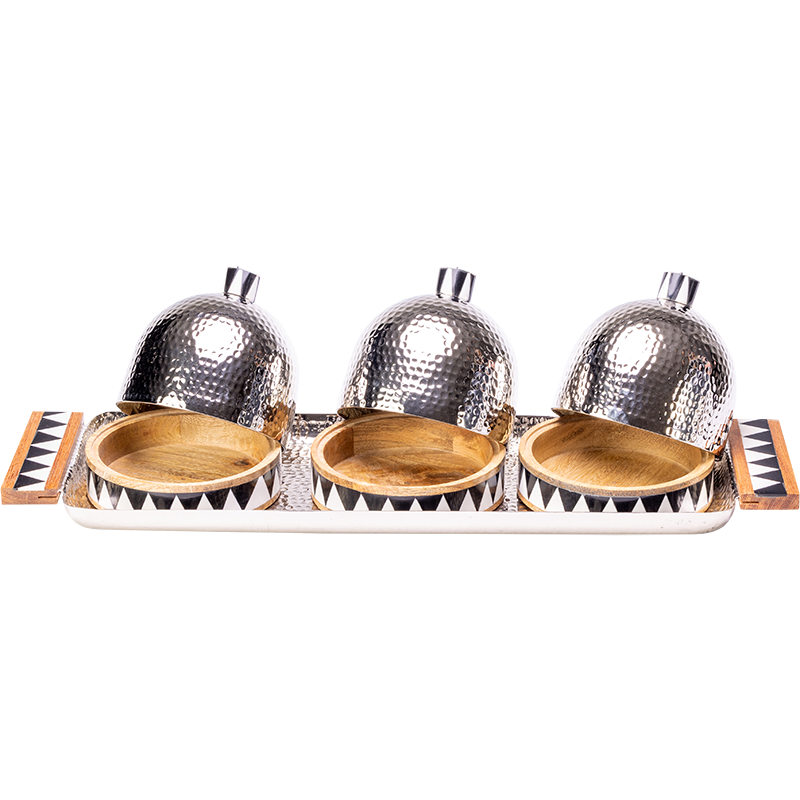 Long Tray with 3 Domes