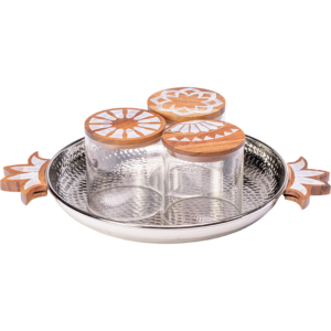 Metal Tray with 3 canisters