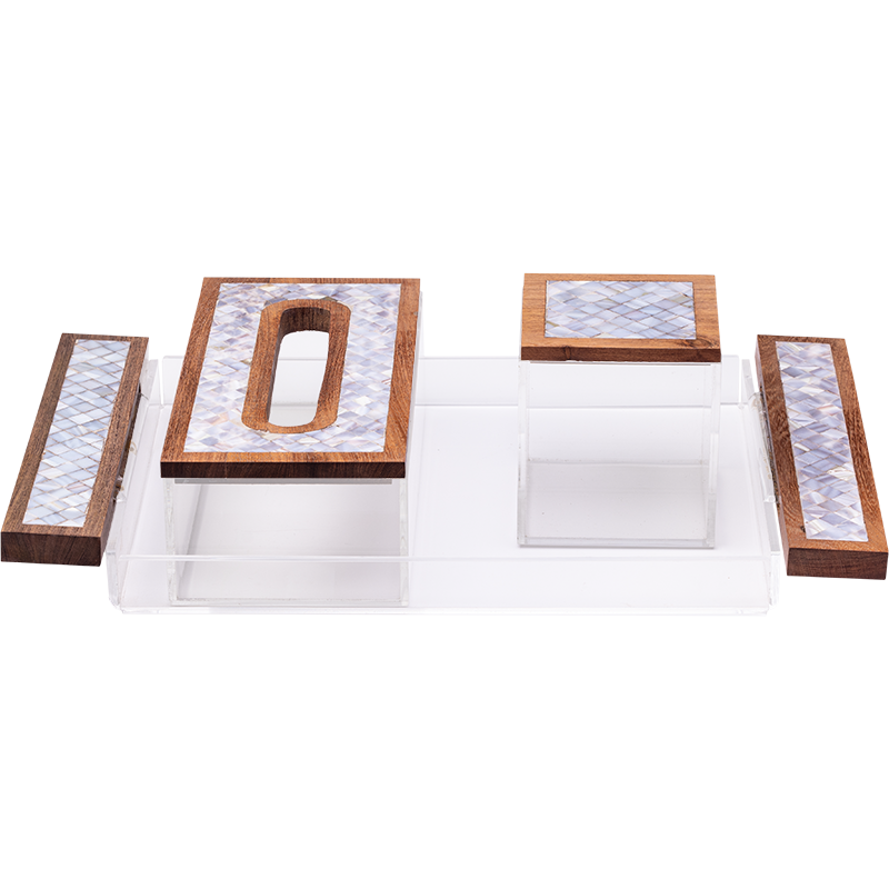 Mother of Pearl Tray Set 2, Tissue box ,and tea box