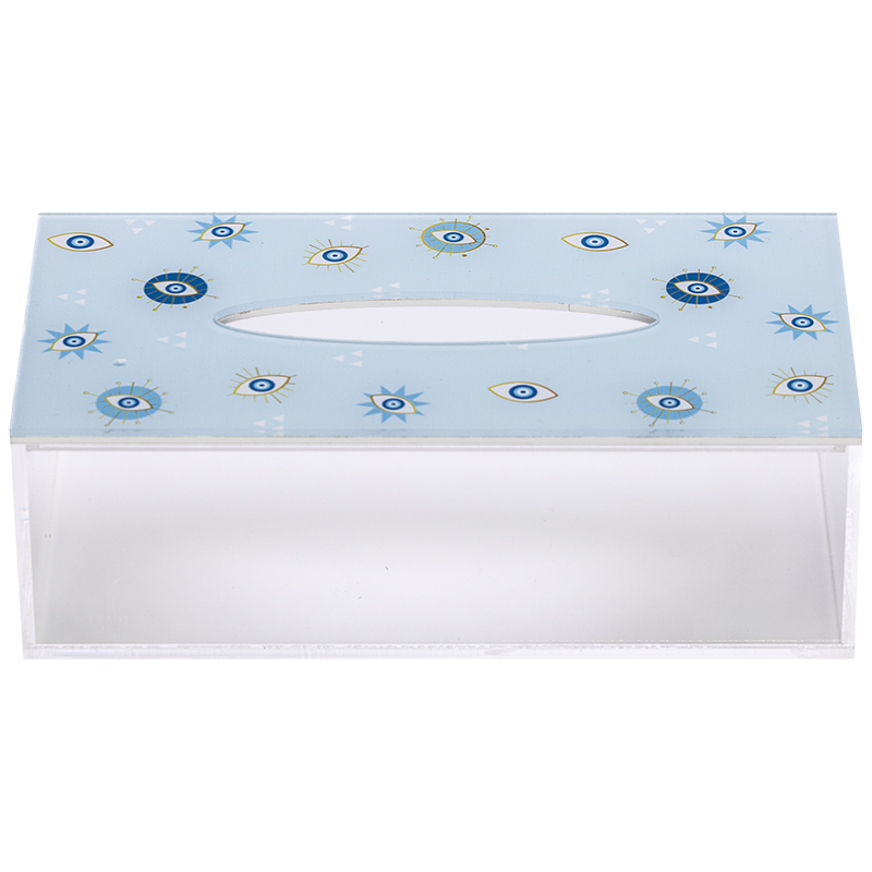 Acrylic glass baby blue design tissue box