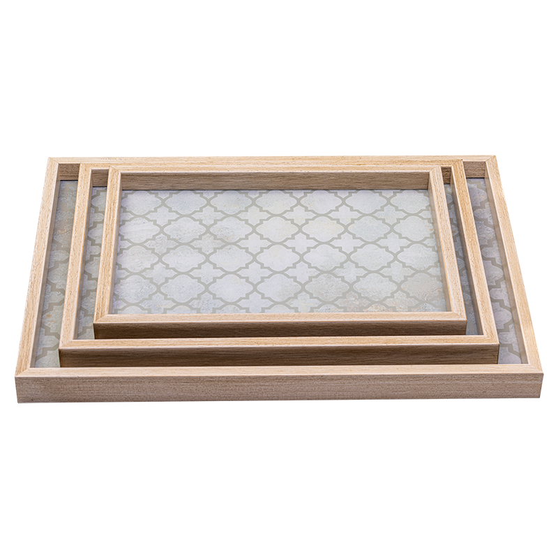 3 acrylic and wood trays