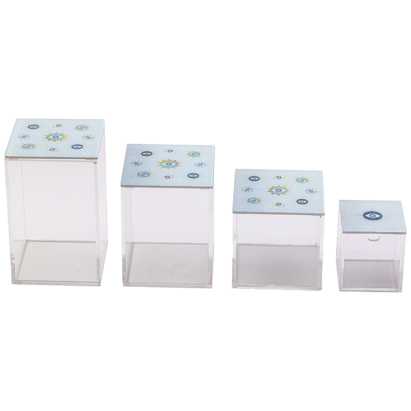 4 baby blue acrylic boxes