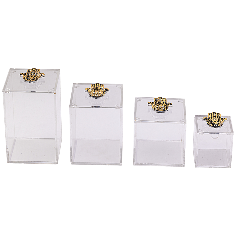 4 gold hamsa hand acrylic boxes