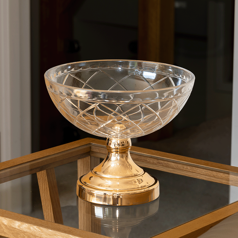 Beautiful gold plate with glass